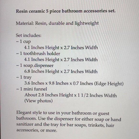 HAOCOOTT, 5 Piece Ceramic Bathroom Accessories Set - Picture 2 of 16